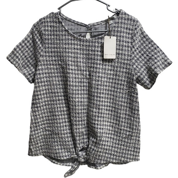 Green Envelope Womens‎ tie at the waist short sleeve, size Medium. Black & white - Picture 1 of 5